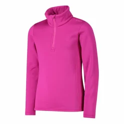 Mädchen Stretch Performance Stehkragenshirt mit kurzem Reißverschluss