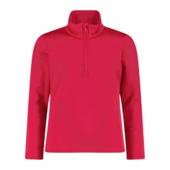 Mädchen Stretch Performance Stehkragenshirt mit kurzem Reißverschluss