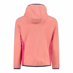 Mädchen-Fleecejacke mit Kapuze und durchgehendem Reißverschluss und Color Block