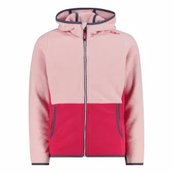 Mädchen-Fleecejacke mit Kapuze und durchgehendem Reißverschluss und Color Block