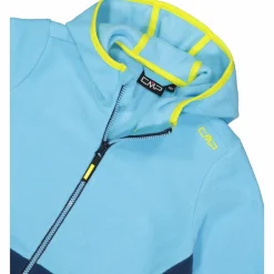 Mädchen-Fleecejacke mit Kapuze und durchgehendem Reißverschluss und Color Block