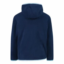 Mädchen-Fleecejacke mit Kapuze und durchgehendem Reißverschluss und Color Block