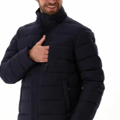 Melierte gepolsterte Herrenjacke mit Kapuze mit Sorona