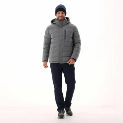 Melierte gepolsterte Herrenjacke mit Kapuze mit Sorona