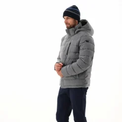 Melierte gepolsterte Herrenjacke mit Kapuze mit Sorona