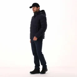 Melierte gepolsterte Herrenjacke mit Kapuze mit Sorona