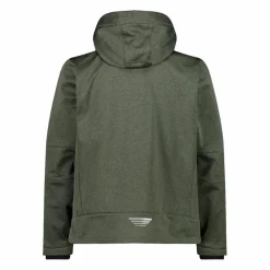 Melierte Softshell-Herrenjacke mit abnehmbarer Kapuze