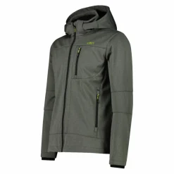Melierte Softshell-Herrenjacke mit abnehmbarer Kapuze