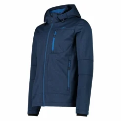 Melierte Softshell-Herrenjacke mit abnehmbarer Kapuze