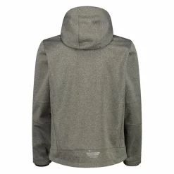 Melierte Softshell-Herrenjacke mit abnehmbarer Kapuze