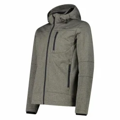 Melierte Softshell-Herrenjacke mit abnehmbarer Kapuze