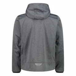 Melierte Softshell-Herrenjacke mit abnehmbarer Kapuze