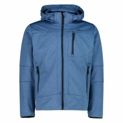 Melierte Softshell-Herrenjacke mit abnehmbarer Kapuze