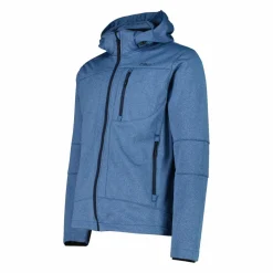 Melierte Softshell-Herrenjacke mit abnehmbarer Kapuze