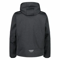 Melierte Softshell-Herrenjacke mit abnehmbarer Kapuze