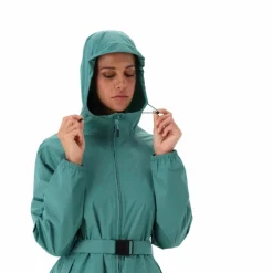 Regenjacke mit fest angebrachter Kapuze für Damen