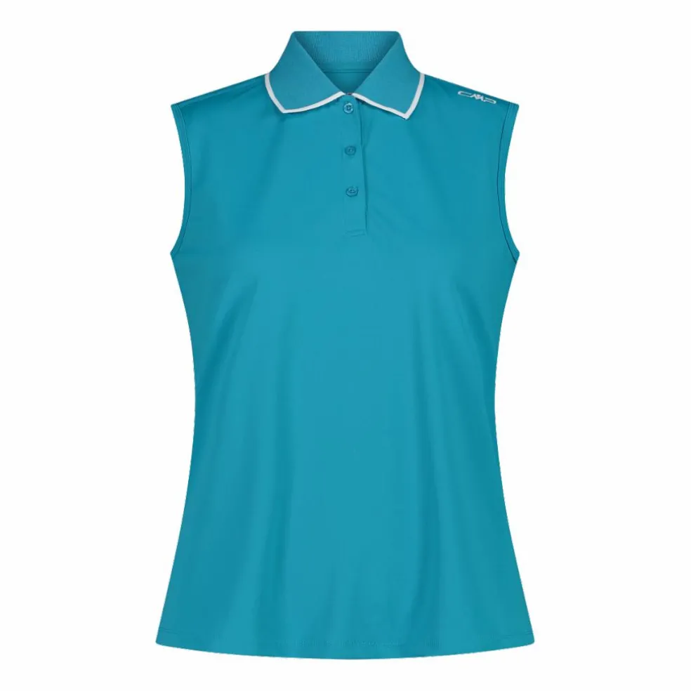 Ärmelloses Damen-Poloshirt aus Stretch-Piqué