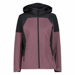 Softshelljacke für Damen mit Kapuze und zweifarbigem Grid-Jacquard-Motiv