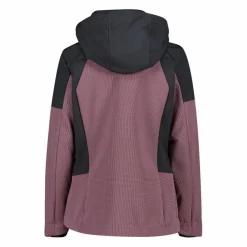 Softshelljacke für Damen mit Kapuze und zweifarbigem Grid-Jacquard-Motiv