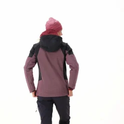 Softshelljacke für Damen mit Kapuze und zweifarbigem Grid-Jacquard-Motiv