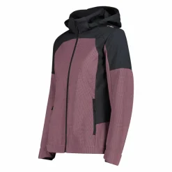 Softshelljacke für Damen mit Kapuze und zweifarbigem Grid-Jacquard-Motiv
