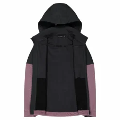 Softshelljacke für Damen mit Kapuze und zweifarbigem Grid-Jacquard-Motiv