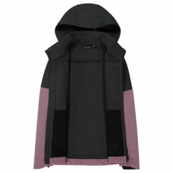 Softshelljacke für Damen mit Kapuze und zweifarbigem Grid-Jacquard-Motiv