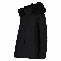 Softshelljacke für Damen mit Kapuze aus Kunstfell