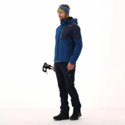 Softshelljacke für Herren mit Kapuze und zweifarbigem Grid-Jacquard-Motiv