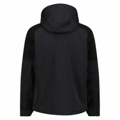 Softshelljacke für Herren mit Kapuze und zweifarbigem Grid-Jacquard-Motiv