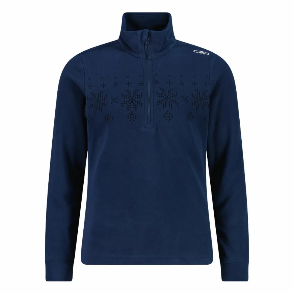 Sweatshirt mit halblangem Reißverschluss aus Arctic Fleece für Mädchen mit Schneeflocke