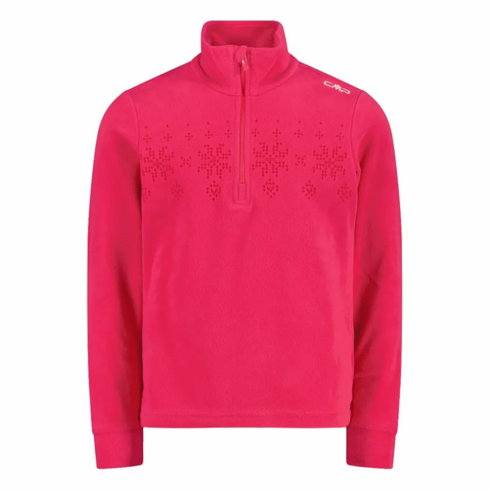 Sweatshirt mit halblangem Reißverschluss aus Arctic Fleece für Mädchen mit Schneeflocke