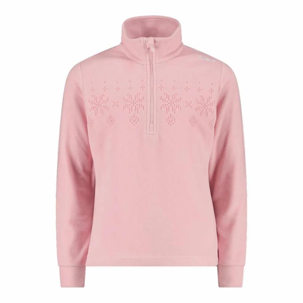 Sweatshirt mit halblangem Reißverschluss aus Arctic Fleece für Mädchen mit Schneeflocke