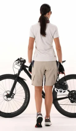 Technisches Radsport-T-Shirt für Damen mit kurzem Reißverschluss und Brusttasche