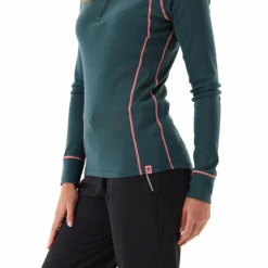 Unlimitech – Thermoshirt mit langen Ärmeln für Damen aus Merino mit halblangem Reißverschluss